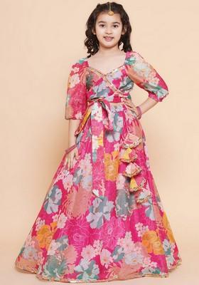 Pink Printed Lehenga With Blouse (Set of 2)