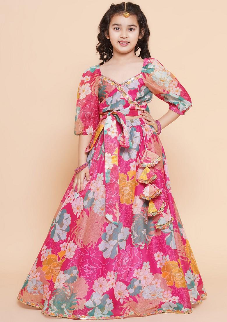 Pink Printed Lehenga With Blouse (Set of 2)