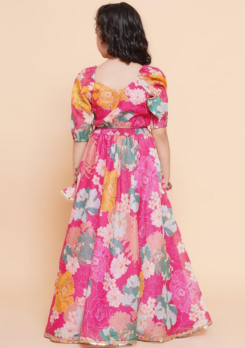 Pink Printed Lehenga With Blouse (Set of 2)