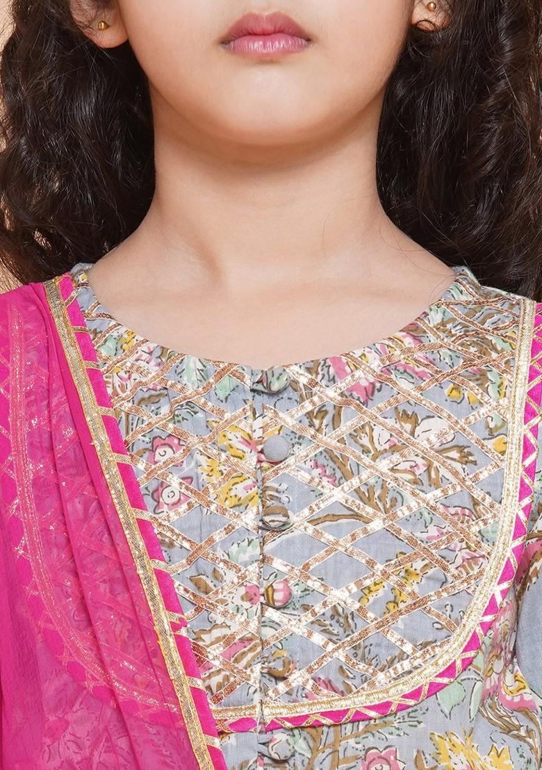 Pink Printed Lehenga With Blouse And Dupatta (Set of 3)