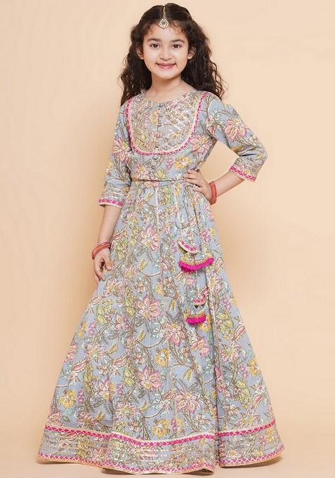 Pink Printed Lehenga With Blouse And Dupatta (Set of 3)