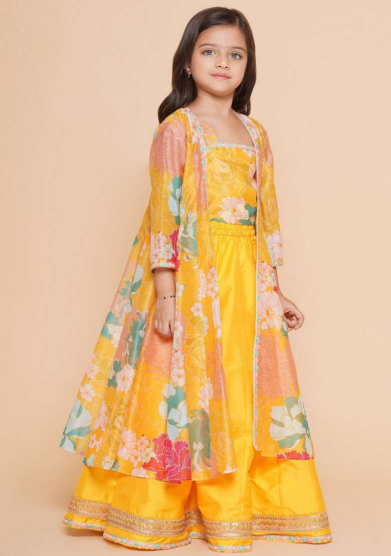 Yellow Printed Lehenga With Blouse And Dupatta (Set of 3) - Indya
