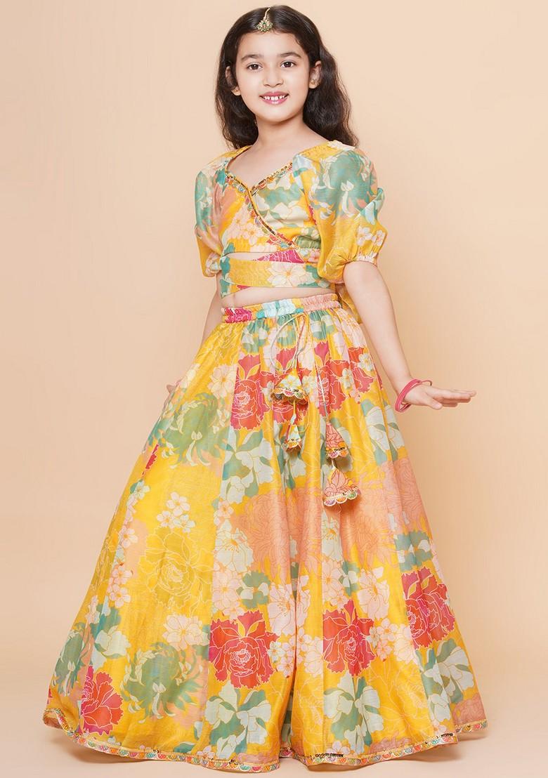 Yellow Printed Lehenga With Blouse (Set of 2)