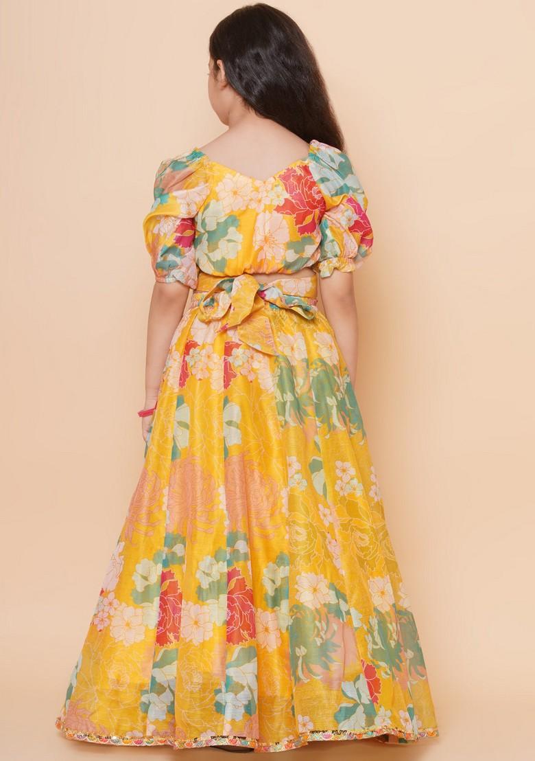 Yellow Printed Lehenga With Blouse (Set of 2)