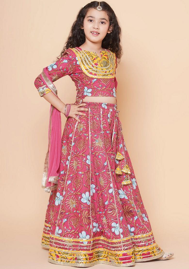 Pink Printed Lehenga With Blouse And Dupatta (Set of 3)