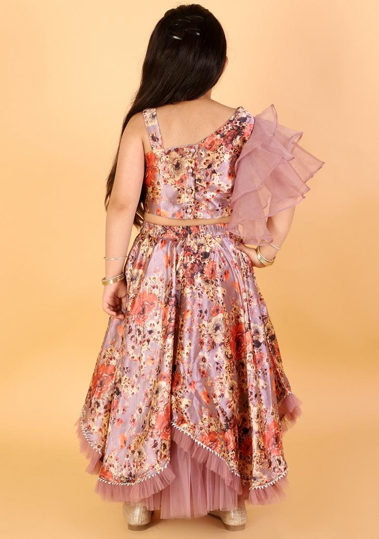 Multicolour Digital Print Polyester Lehenga With Blouse (Set of 2)