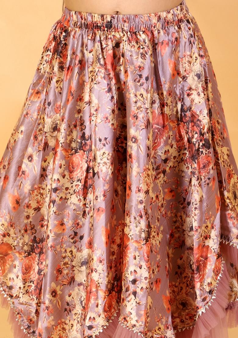 Multicolour Digital Print Polyester Lehenga With Blouse (Set of 2)