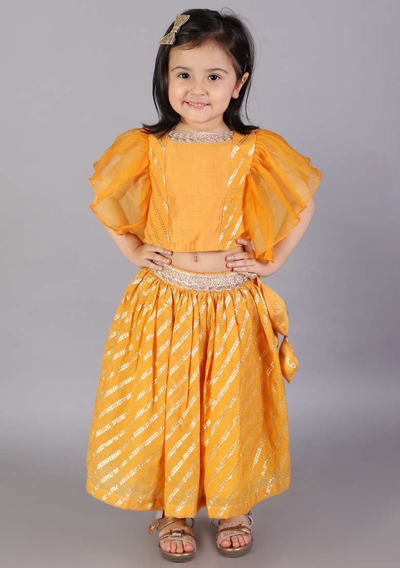 Orange Embroidered Organza Lehngas For Girls - Indya