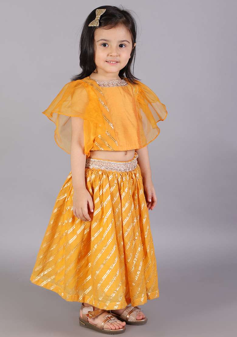 Orange Embroidered Organza Lehngas For Girls - Indya
