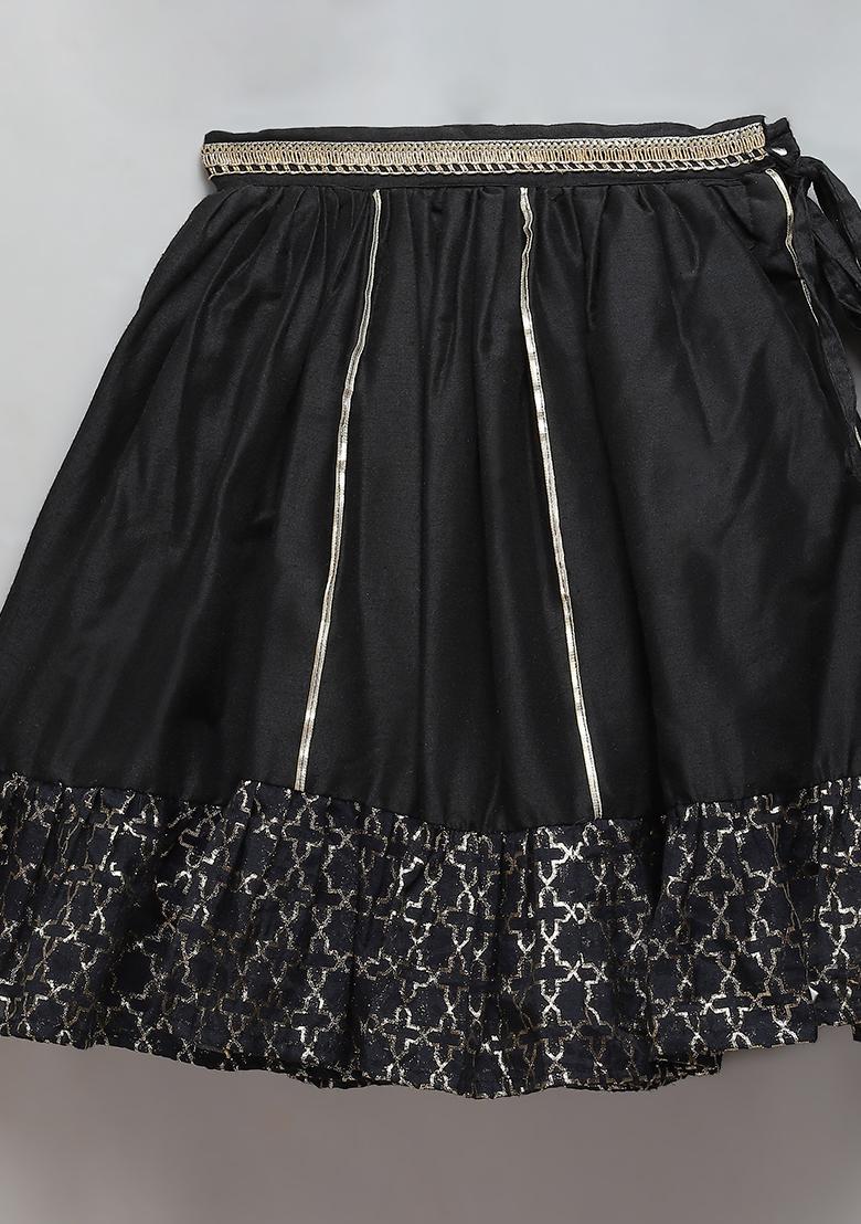 Black Embroidered Organza Lehngas For Girls