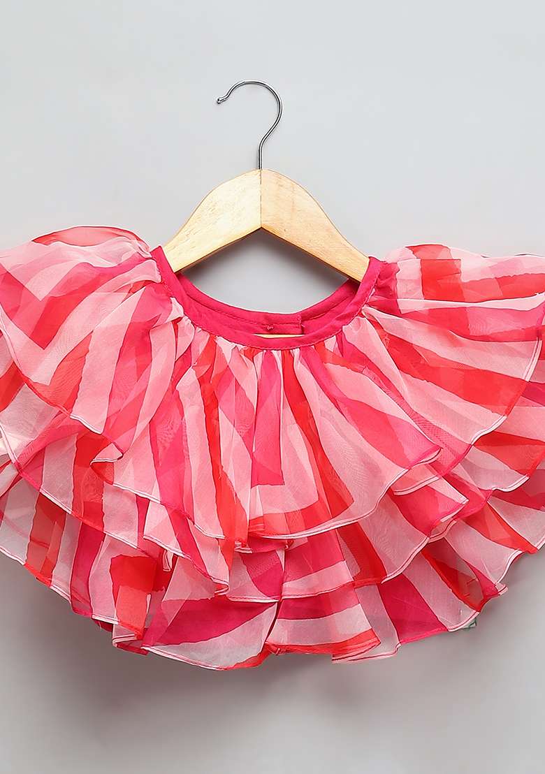 Pink Embroidered Organza Lehngas For Girls - Indya
