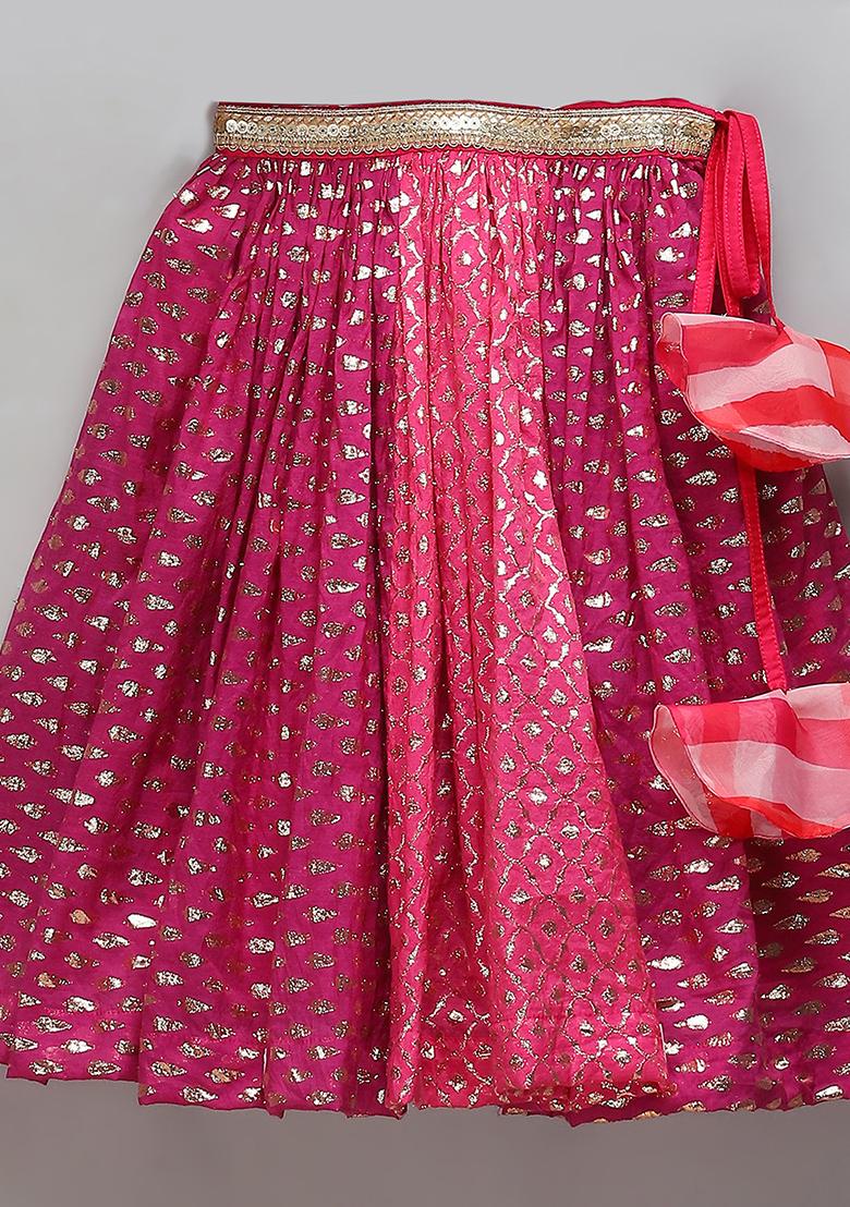 Pink Embroidered Organza Lehngas For Girls