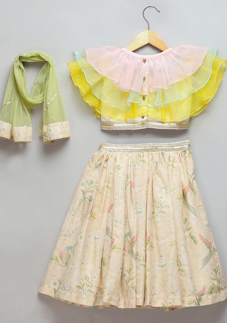 Pastel Colors Embroidered Organza Lehngas For Girls