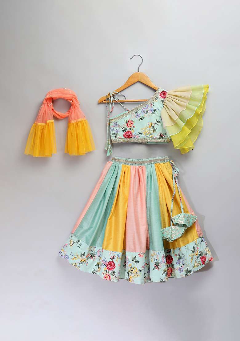 Grey Embroidered Organza Lehngas For Girls - Indya