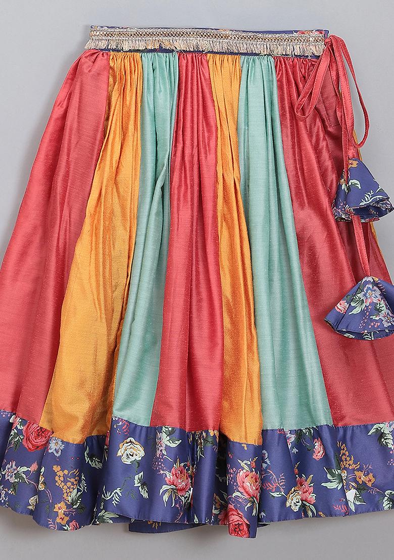 Purple Printed Organza Lehngas For Girls