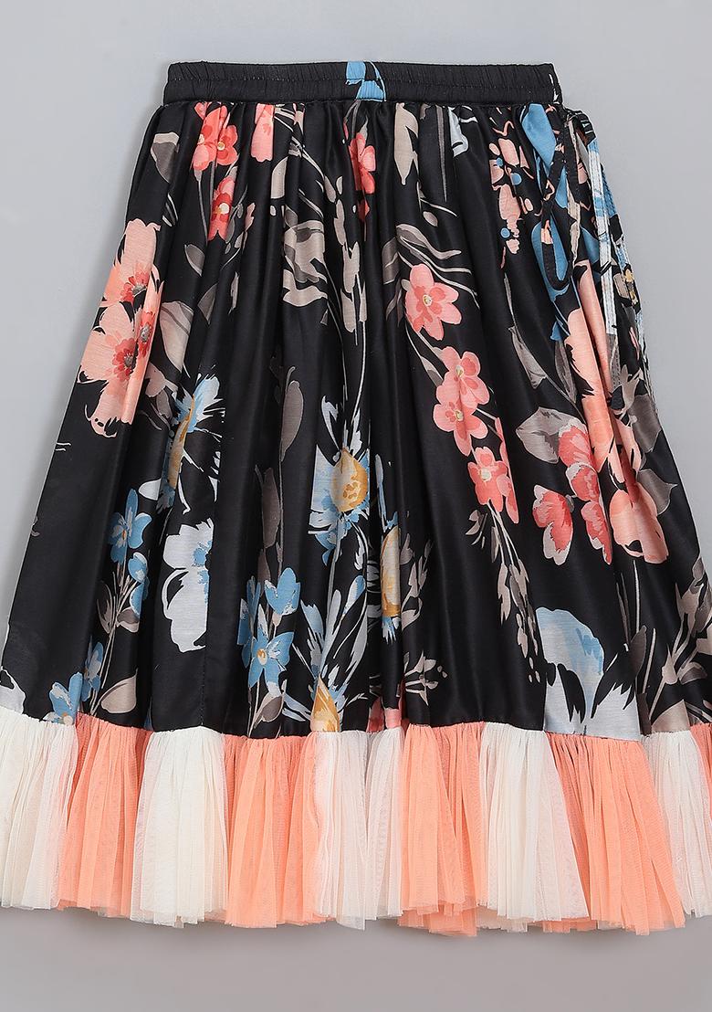 Black Embroidered Organza Lehngas For Girls