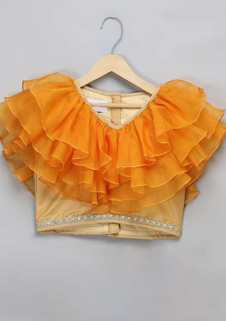 Orange Embroidered Organza Lehngas For Girls - Indya