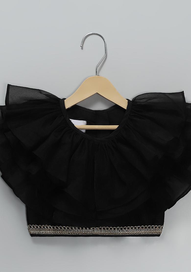 Black Embroidered Organza Lehngas For Girls