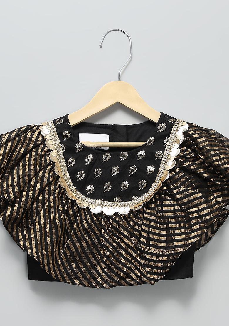 Black Embroidered Net Lehngas For Girls