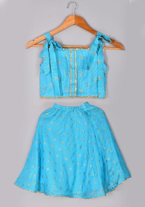 Girls Blue Kota Doriya Lehenga Top Set