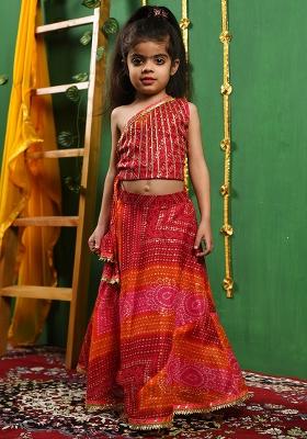 Girls One Shoulder Top Lehenga Set