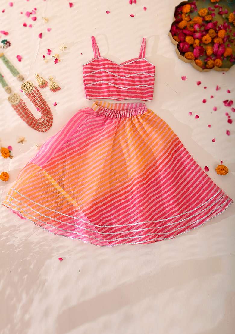 Girls Rani Yellow Lehenga Set - Indya