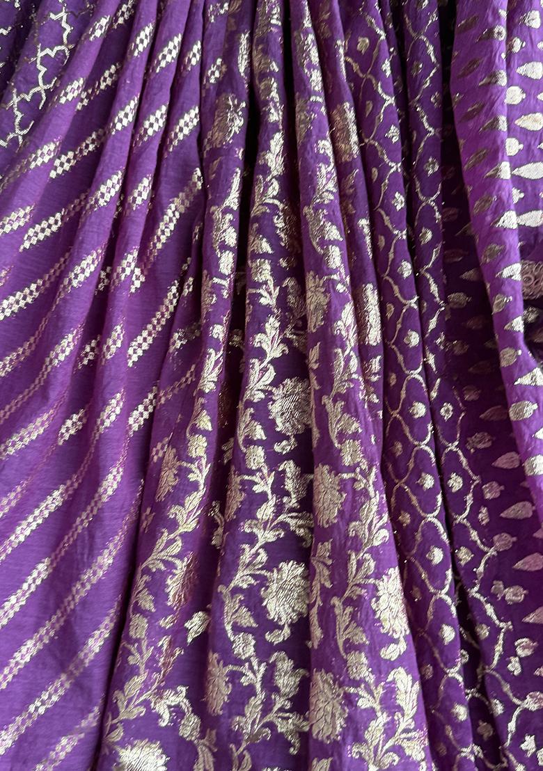 Purple Printed Cotton Lehenga Set For Girls - Indya