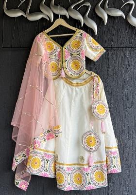 Sunflower Printed Cotton Lehenga Set For Girls