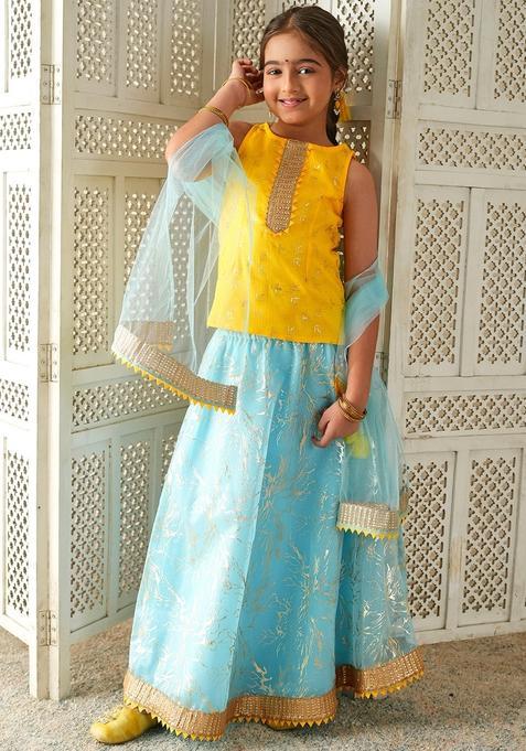 Multicolor Floral Print Cotton Lehenga Choli For Girl