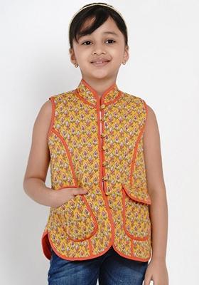 Mustard Printed Cotton Jacket