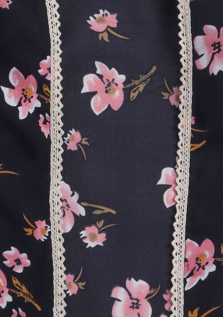 Blue Printed Polyester Shrug For Girls - Indya