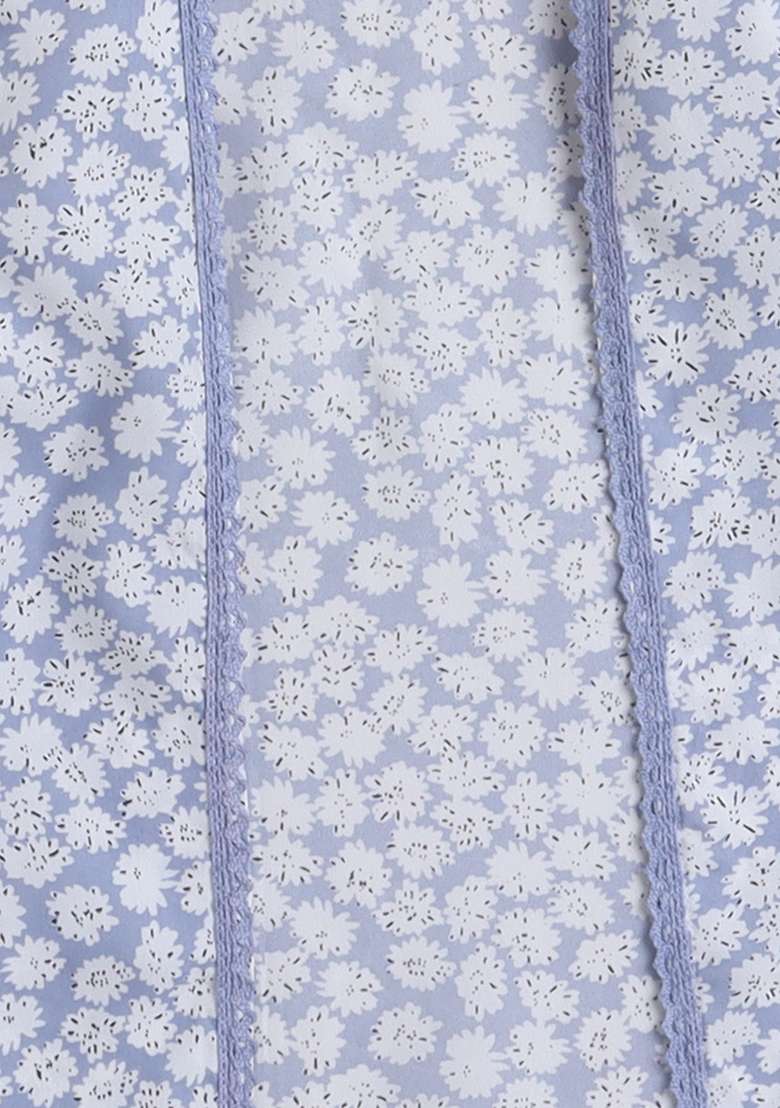 Blue Printed Polyester Shrug For Girls - Indya