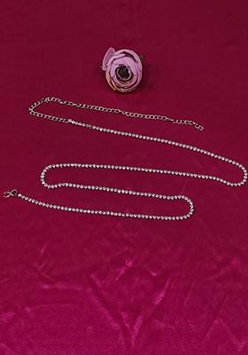 Silver Plated Stone Embellished Kamarband Waist Chain