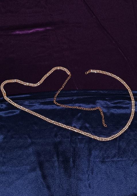 Gold Plated Stone Adorned Kamarband Waist Chain