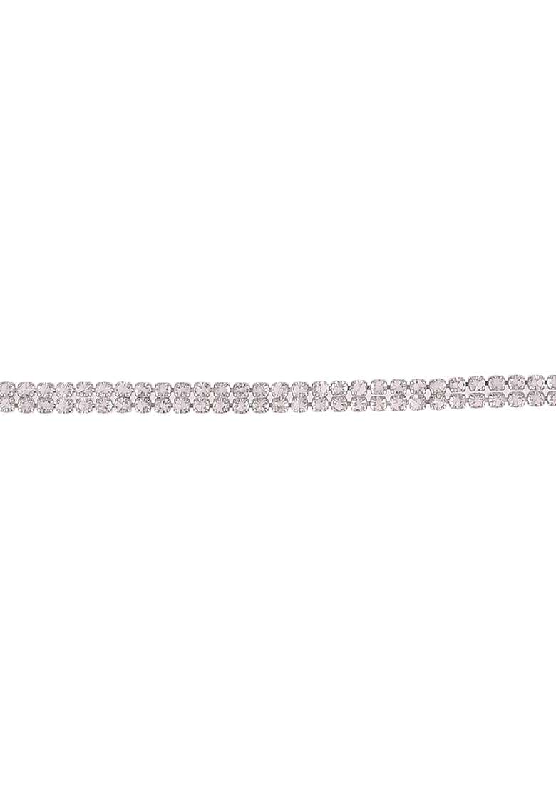 Silver Plated Stone Adorned Kamarband Waist Chain - Indya