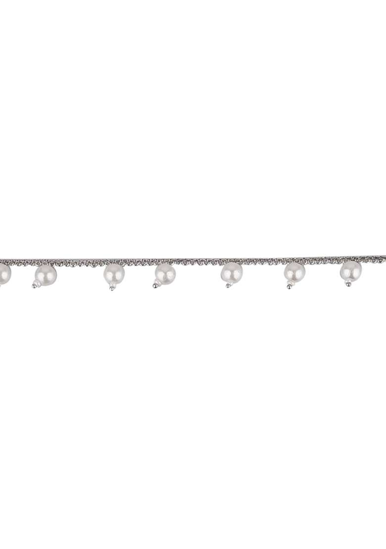 Silver Plated Pearl Kamarband Waist Chain - Indya