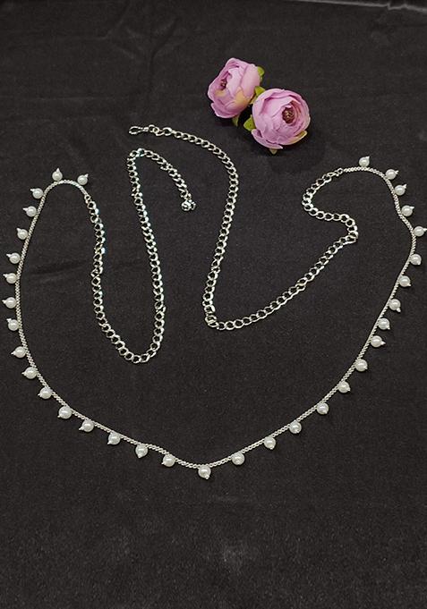 Silver Plated Pearl Kamarband Waist Chain