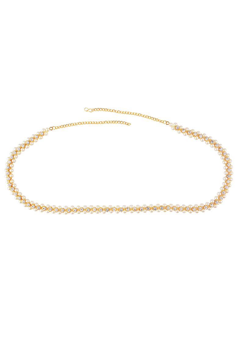 Gold Plated Pearl Stone Kamarband Waist Chain