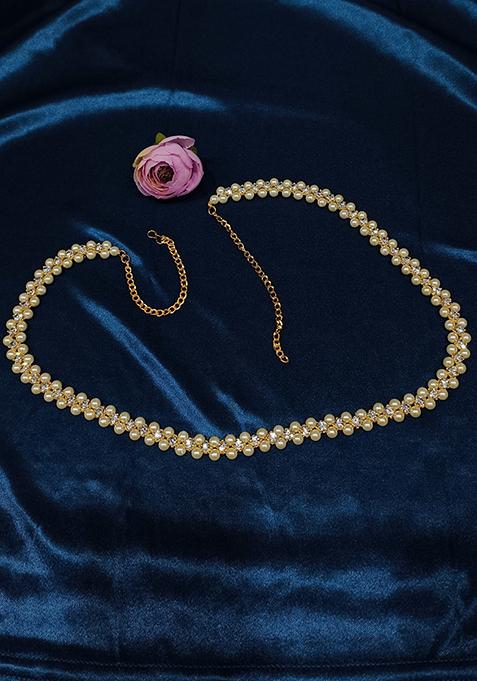 Gold Plated Pearl Stone Kamarband Waist Chain