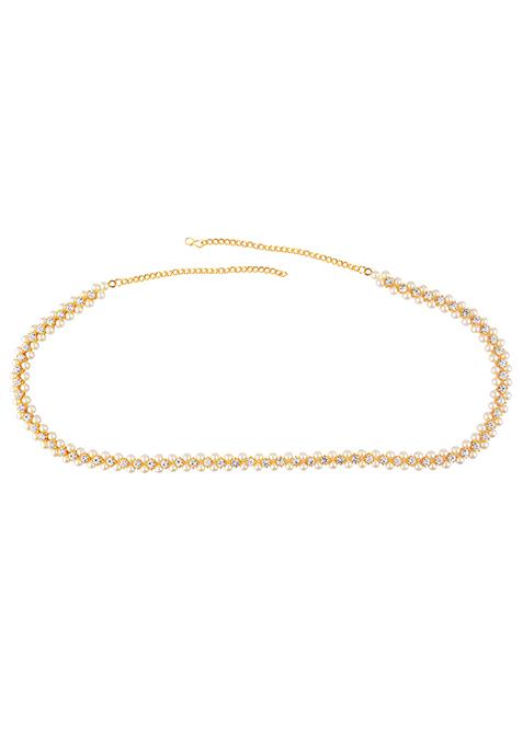 Gold Plated Pearl Stone Kamarband Waist Chain