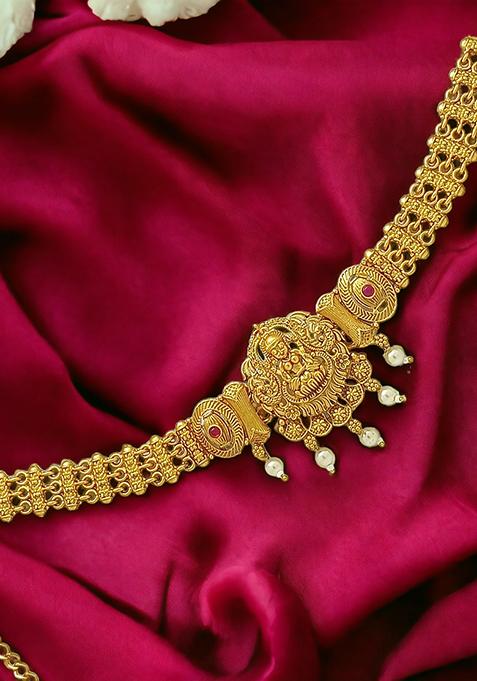 Traditional Filigree Gold plated Temple Laxmi Waist Belt Kamarband