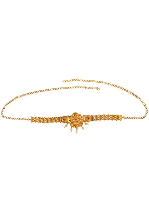 Traditional Filigree Gold plated Temple Laxmi Waist Belt Kamarband