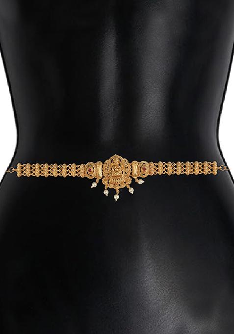 Traditional Filigree Gold plated Temple Laxmi Waist Belt Kamarband