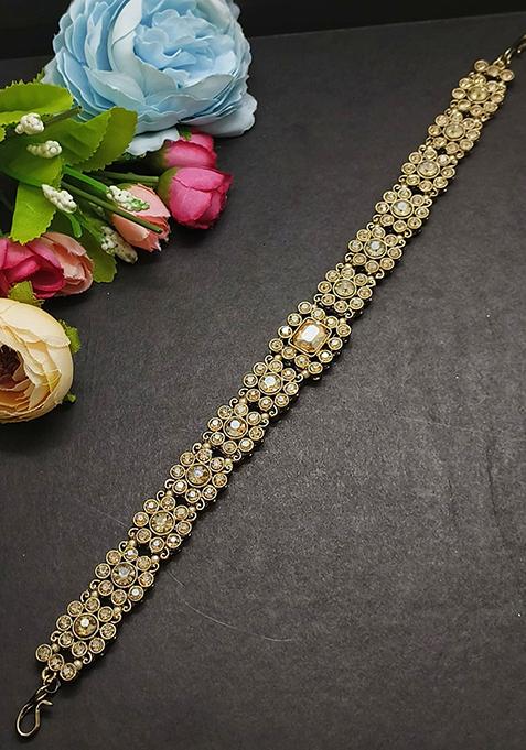 Gold plated Cz Stone Mathapatti Sheeshphool