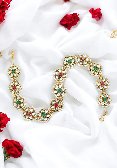 Multicolor Kundan Floral Mathapatti Sheeshphool