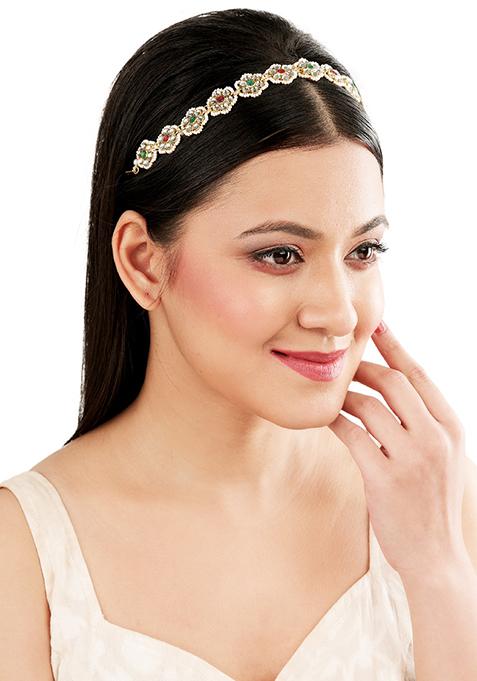 Multicolor Kundan Floral Mathapatti Sheeshphool