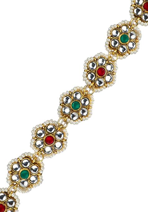 Multicolor Kundan Floral Mathapatti Sheeshphool