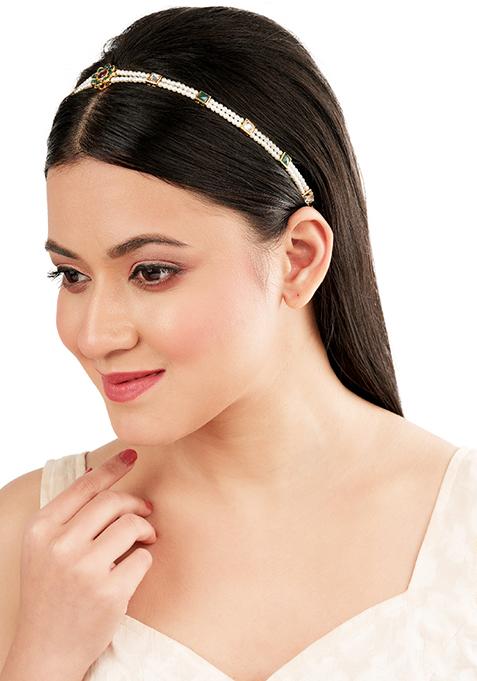 Multicolour Pearl Mathapatti Sheeshphool