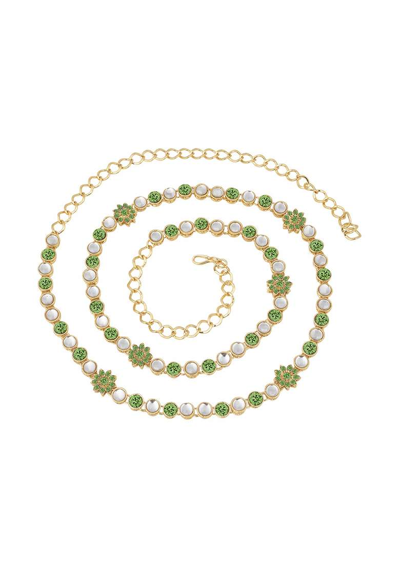 Gold Plated Traditional Ethnic Kundan And Stone Studded Adjustable Kamarband - Indya
