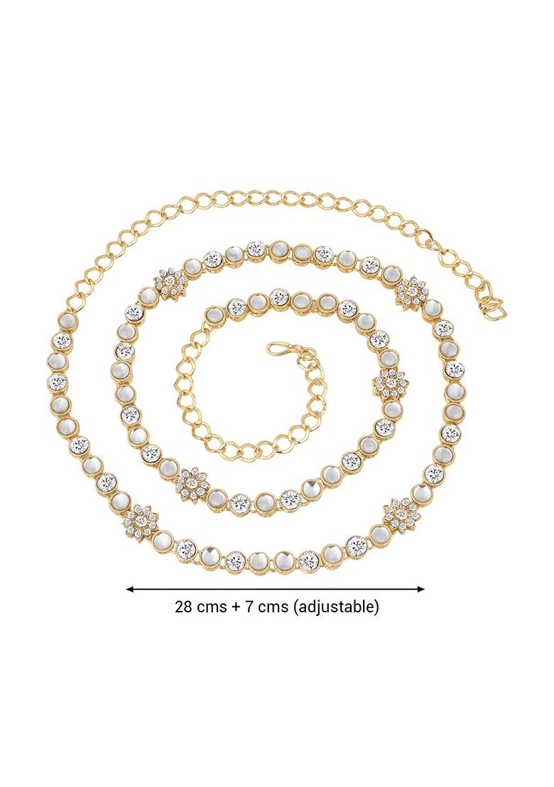 Gold Plated Traditional Ethnic Kundan And Stone Studded Adjustable Kamarband - Indya